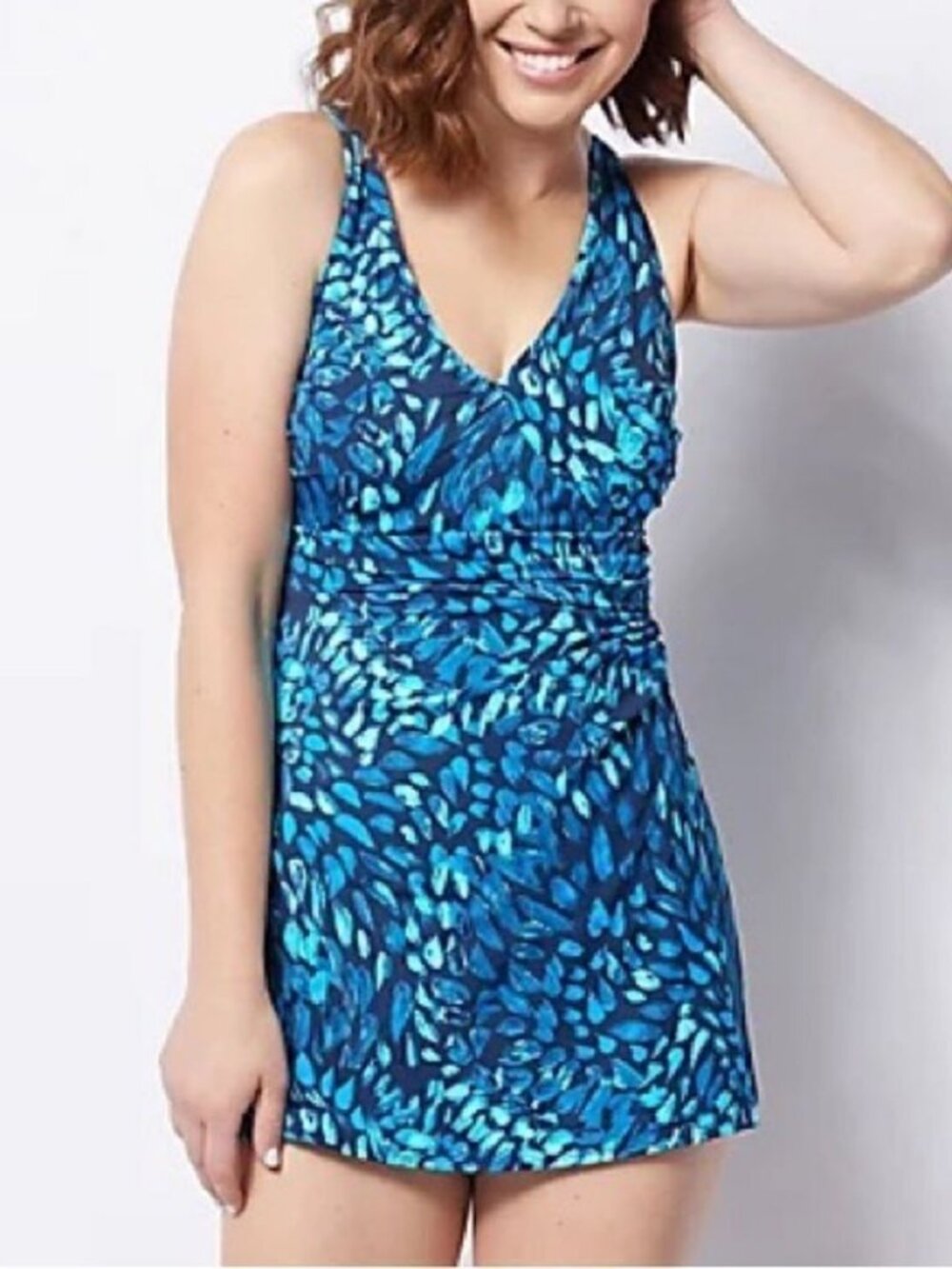 Denim & Co. Beach V-Neck Wrap Front Swim Dress